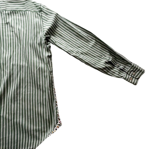 Robert Graham Freshly Laundered Shirt Mens Long Sleeve Green Striped Size L - Picture 8 of 11